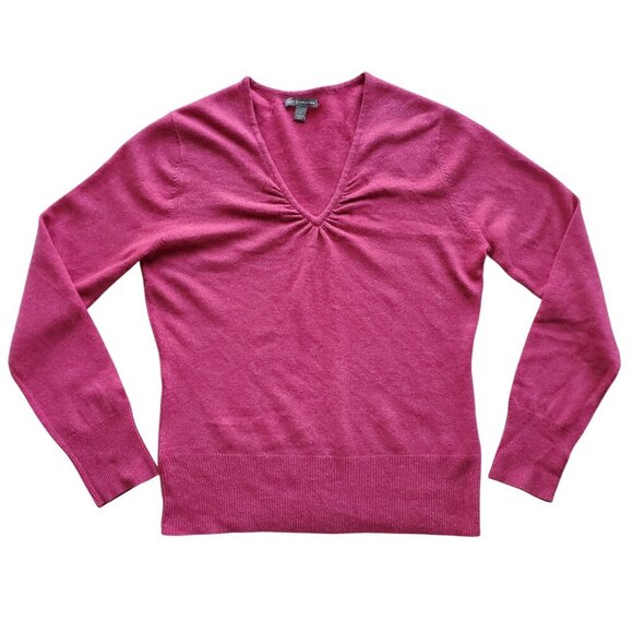 Apt 9 Cashmere Sweater Ruched V-Neck Cranberry Color Size L - Picture 3 of 15